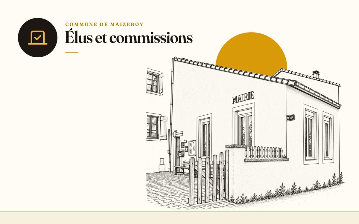 Dessin au trait de la mairie, rubrique Élus et commissions