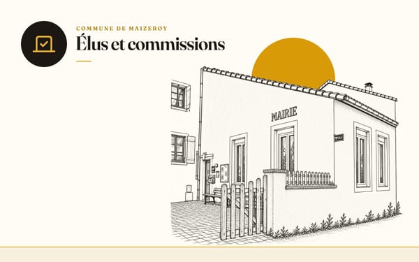 Dessin au trait de la mairie, rubrique Élus et commissions