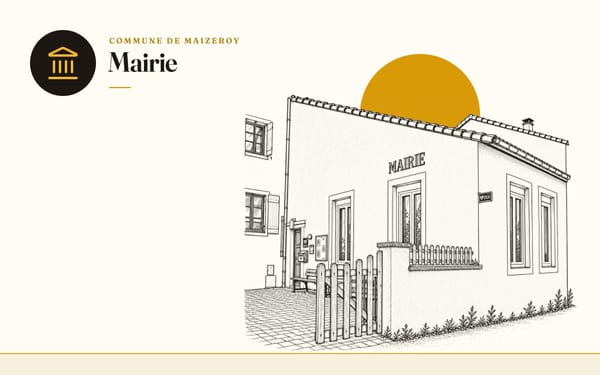 Dessin au trait de la mairie, rubrique Mairie